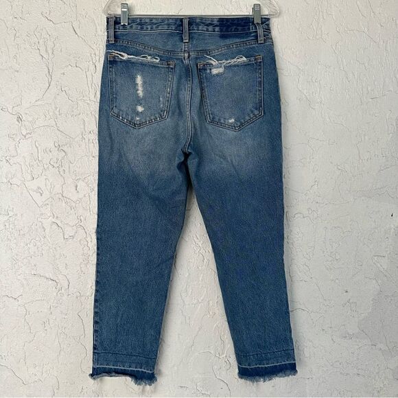 ABERCROMBIE Annie High Rise Girlfriend Distressed Jeans Womens 29 Frayed Hem - Picture 11 of 11